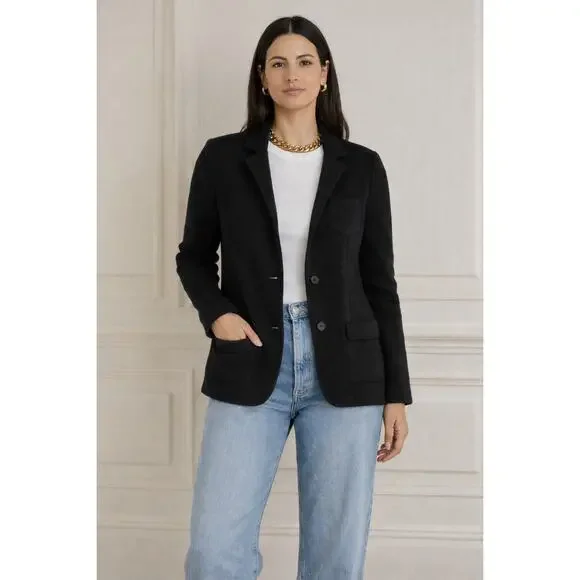 Whistles Black Knit Slim Fit Blazer Size 6